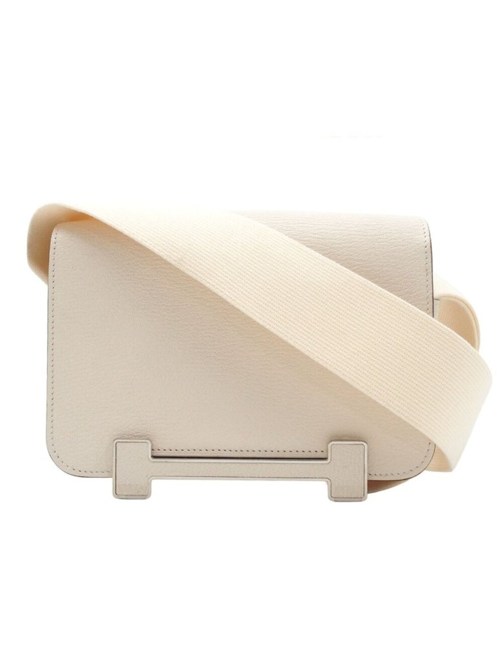 Hermes Geta Nata Silver Chevre Shoulder Bag